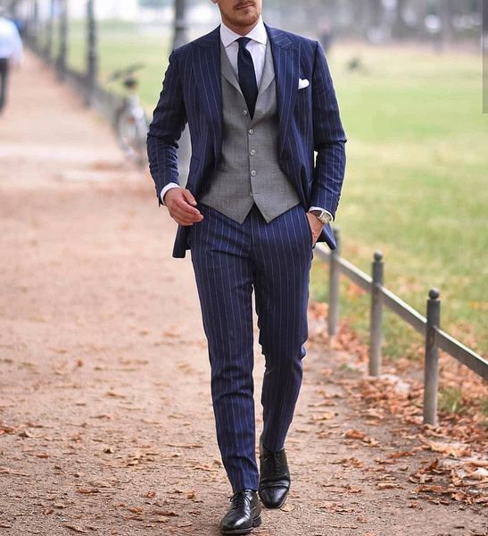 handsome one button blue with strips wedding groom tuxedos peak lapel groomsmen men suits prom blazer (jacket+pants+vest+tie) no:2115, Black;gray
handsome one button blue with strips wedding groom tuxedos peak lapel groomsmen men suits prom blazer (jacket+pants+vest+tie) no:2115, Black;gray
