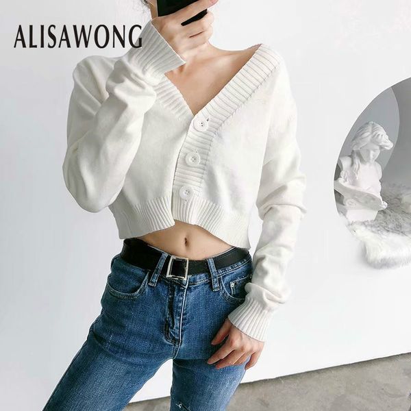 spring autumn long sleeve cardigan women fashion v-neck single breasted short sweater ladies solid knitted harajuku sweater, White
spring autumn long sleeve cardigan women fashion v-neck single breasted short sweater ladies solid knitted harajuku sweater, White