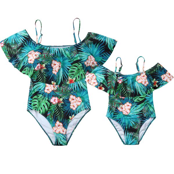 family matching swimwear mother daughter women kids ruffle collar floral one piece bikini, Blue
family matching swimwear mother daughter women kids ruffle collar floral one piece bikini, Blue