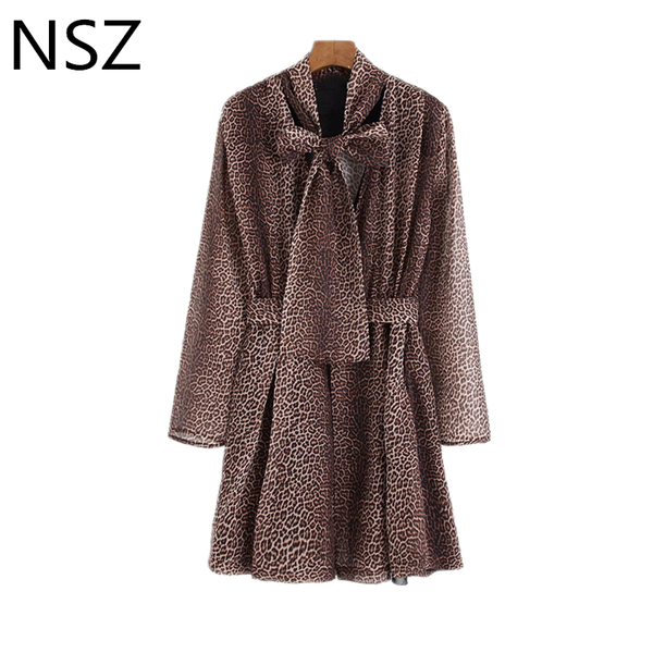 nsz women animal leopard print mini dress long sleeve bow tied neck with belt vintage short dress, Black;gray
nsz women animal leopard print mini dress long sleeve bow tied neck with belt vintage short dress, Black;gray