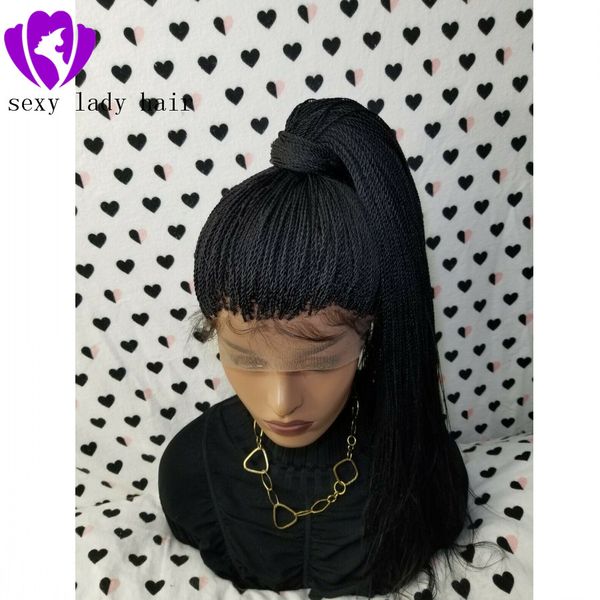 long braided black heat resistant fiber synthetic lace front wigs 2x twist braids part made hand for women, Black;brown
long braided black heat resistant fiber synthetic lace front wigs 2x twist braids part made hand for women, Black;brown