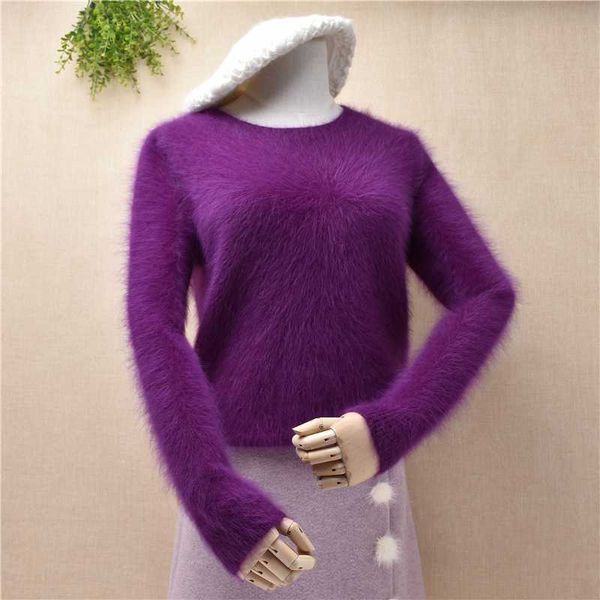 women winter clothes purple long sleeves mink cashmere knitted jumper 100% angora fur bottoming sweater pull female, White;black
women winter clothes purple long sleeves mink cashmere knitted jumper 100% angora fur bottoming sweater pull female, White;black