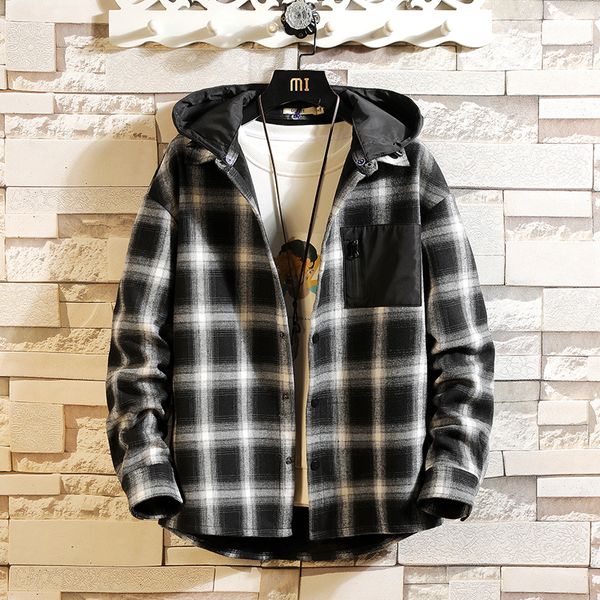 uyuk2019 winter fashion trend is casual original japanese plus-size plaid hooded with velvet and thick warm men's shirts homme, White;black
uyuk2019 winter fashion trend is casual original japanese plus-size plaid hooded with velvet and thick warm men's shirts homme, White;black