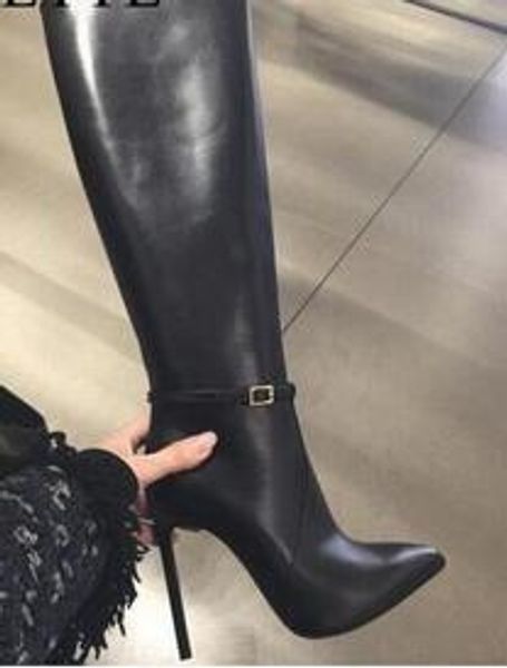 real p women solid black patent leather pointed toe boots fashion buckle decoration side zipper high heel knee high boots
real p women solid black patent leather pointed toe boots fashion buckle decoration side zipper high heel knee high boots