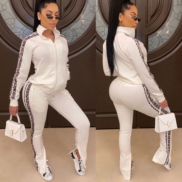 women leopard splice mock neck long sleeves zipper casual sport clothes set sportswear bhd2, White;black
women leopard splice mock neck long sleeves zipper casual sport clothes set sportswear bhd2, White;black