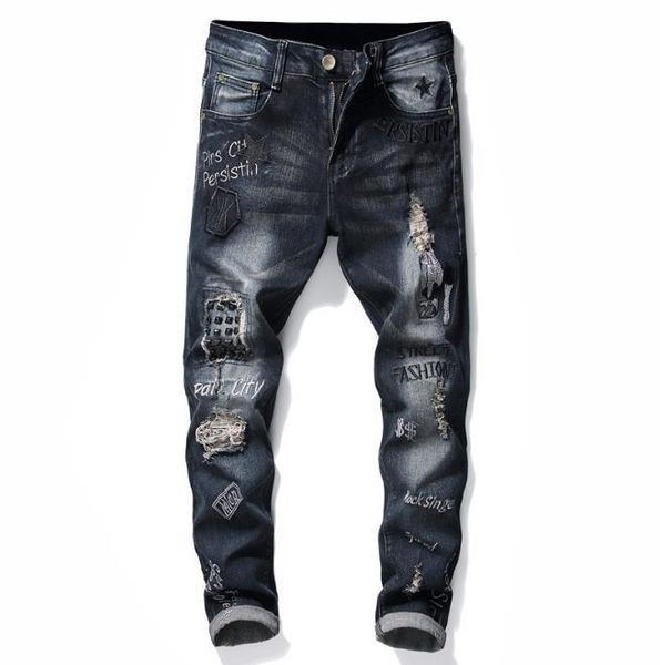 personality mens street jeans mens slim letters embroidery stretch jeans brand stretch trousers autumn and winter fashion, Blue
personality mens street jeans mens slim letters embroidery stretch jeans brand stretch trousers autumn and winter fashion, Blue