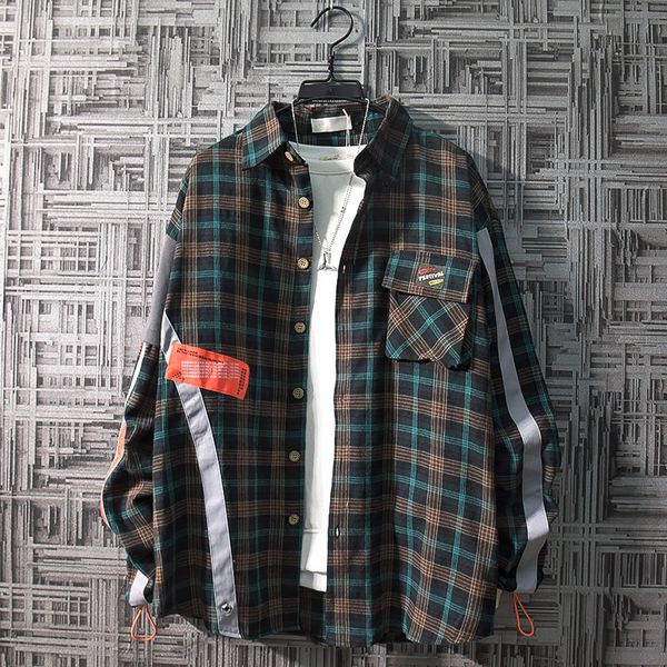 ins hip hop design plaid shirt male personality student shirt coat japanese streetwear long sleeves dress for men 50cs, White;black
ins hip hop design plaid shirt male personality student shirt coat japanese streetwear long sleeves dress for men 50cs, White;black
