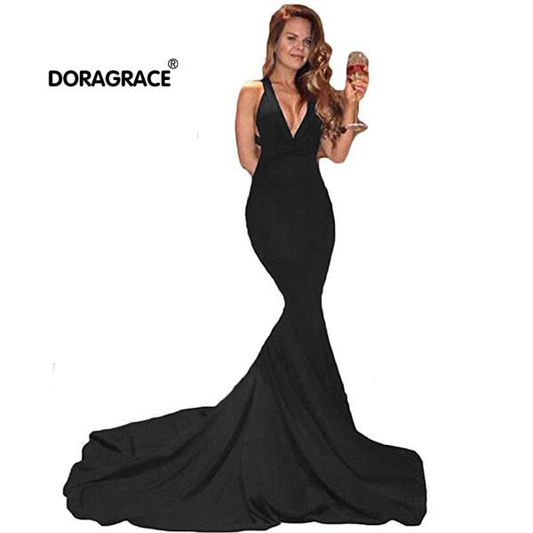 doragrace mermaid evening dresses 2019 deep v-neck backless black burgundy women evening party dress, White;black
doragrace mermaid evening dresses 2019 deep v-neck backless black burgundy women evening party dress, White;black