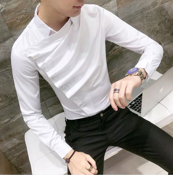 men's casual shirts nightclub metrosexual clothes man slim personality folds oblique breasted long sleeved male fashion 2color, White;black
men's casual shirts nightclub metrosexual clothes man slim personality folds oblique breasted long sleeved male fashion 2color, White;black