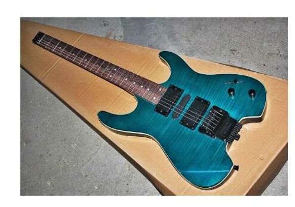 fdhl-004 transparent green color solid body tiger cover rosewood fretboard headless electric guitar , ing 
fdhl-004 transparent green color solid body tiger cover rosewood fretboard headless electric guitar , ing