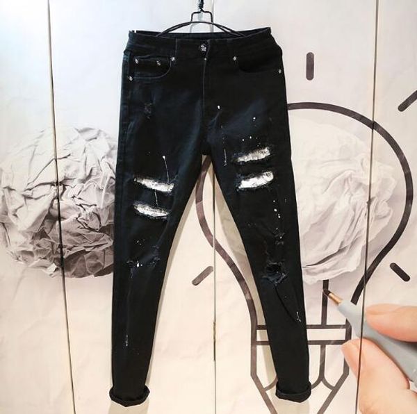 2020 джинсовые брюки чисто черный slim мужские плеснул отверстия джинсы корейской версии персонализированных ноги штаны, Blue
2020 джинсовые брюки чисто черный slim мужские плеснул отверстия джинсы корейской версии персонализированных ноги штаны, Blue