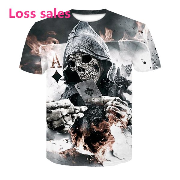 t-shirt 2018 summer new men's t-shirt 3d skull & poker fashion short-sleeved street round neck casual, White;black
t-shirt 2018 summer new men's t-shirt 3d skull & poker fashion short-sleeved street round neck casual, White;black