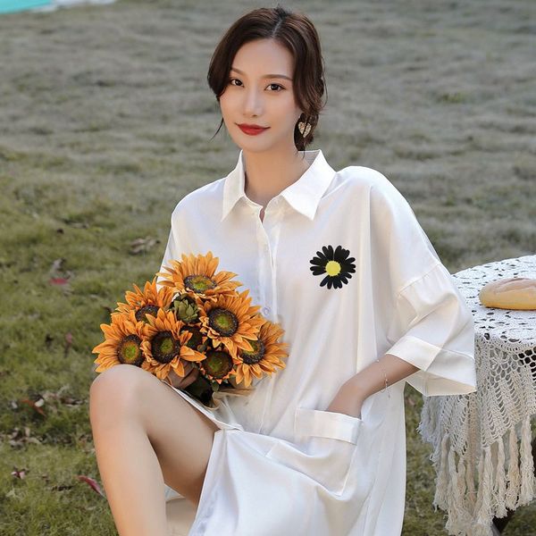 shirt dress female summer silk loose white shirt long section boyfriend style silk spring and autumn women sleepwear, Black;red
shirt dress female summer silk loose white shirt long section boyfriend style silk spring and autumn women sleepwear, Black;red