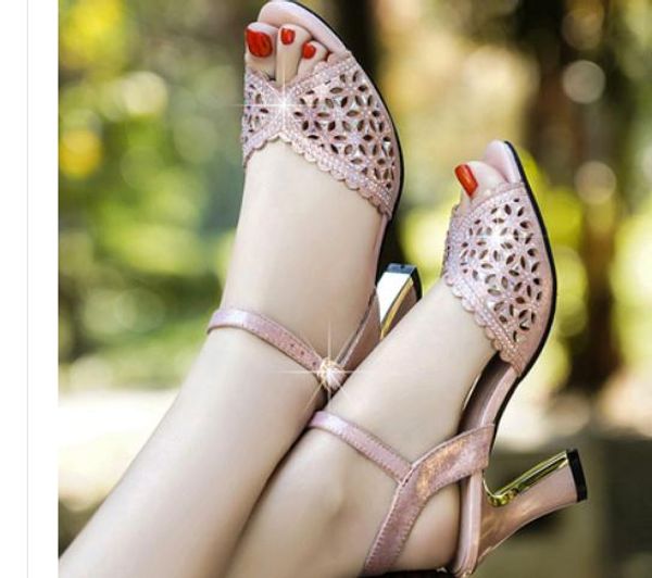 2019 women's sandals in summer with new style high heel coarse heel @24, Black
2019 women's sandals in summer with new style high heel coarse heel @24, Black