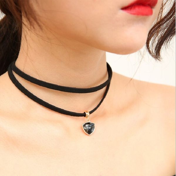 fashion collares collier double layer black velvet leather rhinestone pendants crystal chokers necklaces women jewelry 6 colors, Golden;silver
fashion collares collier double layer black velvet leather rhinestone pendants crystal chokers necklaces women jewelry 6 colors, Golden;silver