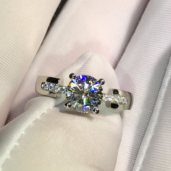 

18k white gold ring 1ct 2ct 3ct moissanite lab diamond romantic 4 moissanite jewelry anniversary engagement ring, Golden;silver