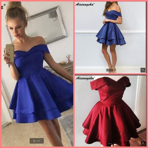off the shoulder royal blue burgundy mini homecoming dresses 2019 semi formal junior graduation dress satin short cocktail prom dresses, Black
off the shoulder royal blue burgundy mini homecoming dresses 2019 semi formal junior graduation dress satin short cocktail prom dresses, Black
