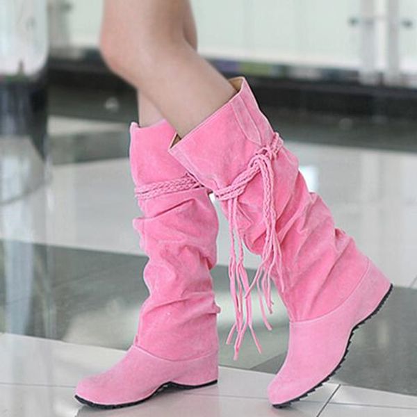 in the spring and autumn winter the tall boots in british high tube women's boots are fashionable fringed and winter, Black
in the spring and autumn winter the tall boots in british high tube women's boots are fashionable fringed and winter, Black