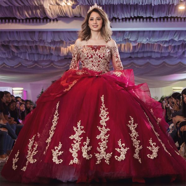 2022 amazing gold embroidery burgundy ball gown quinceanera prom dresses off theque long sleeves illusion sweet 15 dress vastidos de dress, Blue;red
2022 amazing gold embroidery burgundy ball gown quinceanera prom dresses off theque long sleeves illusion sweet 15 dress vastidos de dress, Blue;red