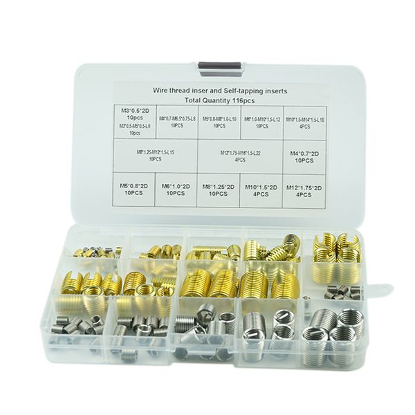 lixf 116pcs/set self tapping thread slotted inserts and steel wire thread inserts combination set repair tools
lixf 116pcs/set self tapping thread slotted inserts and steel wire thread inserts combination set repair tools