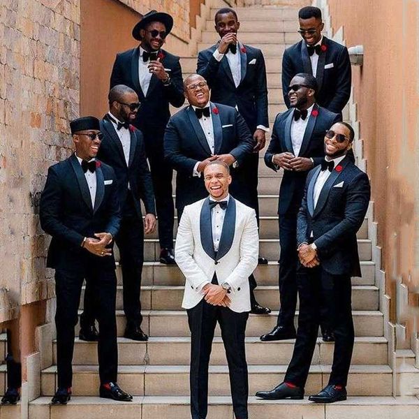 black shawl lapel men suits for wedding blazers ivory groom tuxedos latest design costume homme 2piece (coat pants) slim fit terno masculino, Black;gray
black shawl lapel men suits for wedding blazers ivory groom tuxedos latest design costume homme 2piece (coat pants) slim fit terno masculino, Black;gray