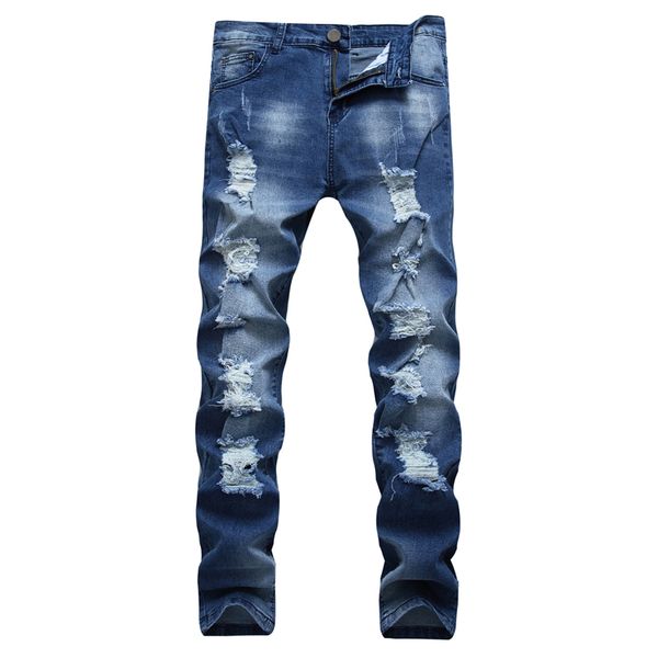 new fashion casual mens skinnystretch denim pants distressed ripped slim fit holes jeans trousers for male drop shipping, Blue
new fashion casual mens skinnystretch denim pants distressed ripped slim fit holes jeans trousers for male drop shipping, Blue