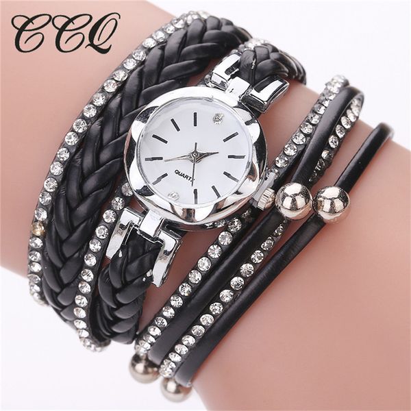 

ccq watch for women stylish fashion casual analog quartz womens rhinestone bracelet ladies wrist watches montres femmes 2019, Slivery;brown