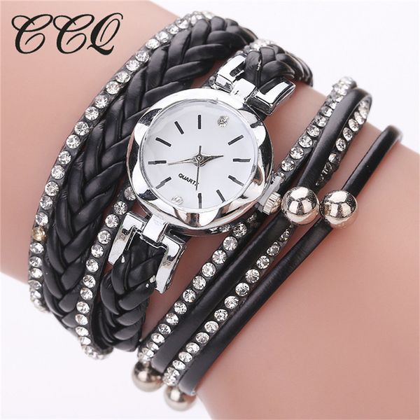 

ccq watch for women stylish fashion casual analog quartz womens rhinestone bracelet ladies wrist watches montres femmes 2019, Slivery;brown