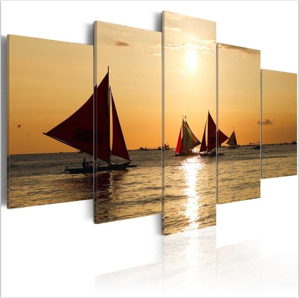 (no frame)5 panels sell sailboats at sunset landscape modern home wall decor painting canvas printing art hd print painting 
(no frame)5 panels sell sailboats at sunset landscape modern home wall decor painting canvas printing art hd print painting