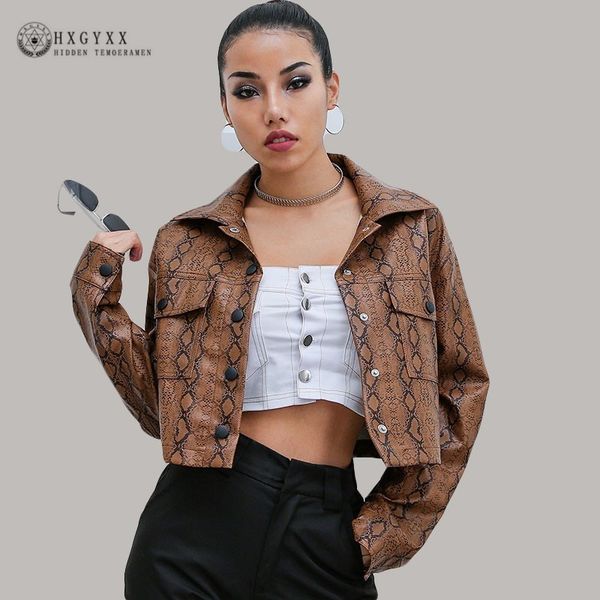 2019 spring retro serpentine print lapel pu leather jacket woman short coat single breasted streetwear slim punk jacket okd799, Black
2019 spring retro serpentine print lapel pu leather jacket woman short coat single breasted streetwear slim punk jacket okd799, Black