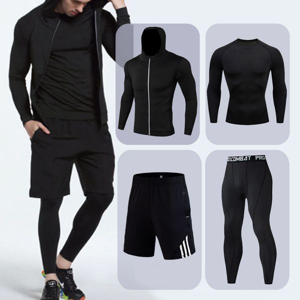 4pcs / set men's tracksuit sport suit gym fitness compression clothing running jogging sport wear exercise workout tights, Black;blue
4pcs / set men's tracksuit sport suit gym fitness compression clothing running jogging sport wear exercise workout tights, Black;blue