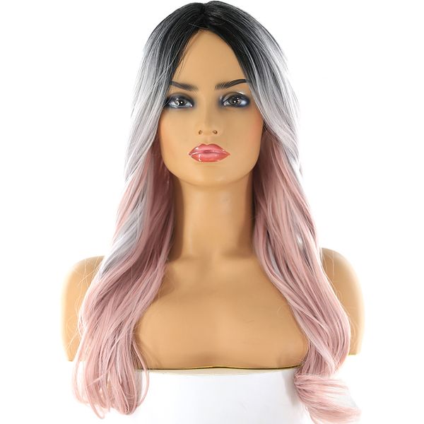 platinum pink ombre body wave wig side part synthetic wigs for women heat resistant 26inch long wavy wigs with bangs, Black
platinum pink ombre body wave wig side part synthetic wigs for women heat resistant 26inch long wavy wigs with bangs, Black