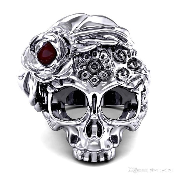 men's and women's 316l punk stainless steel ring gothic style jewelry skull bike skull sugar flower ring size 6-13, Silver
men's and women's 316l punk stainless steel ring gothic style jewelry skull bike skull sugar flower ring size 6-13, Silver