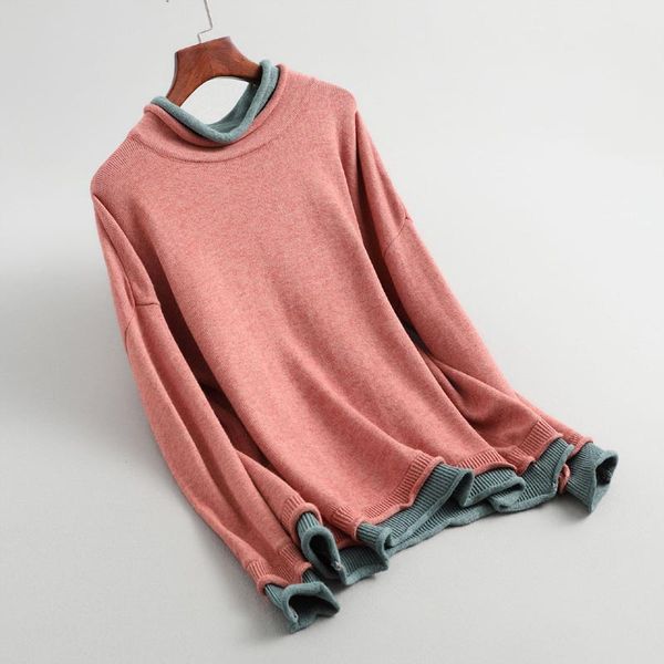 j295 new 2019 color block edge long sleeve faux two pieces sweater korean chic soft sweaters, White;black
j295 new 2019 color block edge long sleeve faux two pieces sweater korean chic soft sweaters, White;black