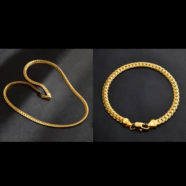 classics fashionable real 18 k yellow solid gold finish mens woman necklace bracelet jewelry sets solid curb chain abrasion, Silver
classics fashionable real 18 k yellow solid gold finish mens woman necklace bracelet jewelry sets solid curb chain abrasion, Silver