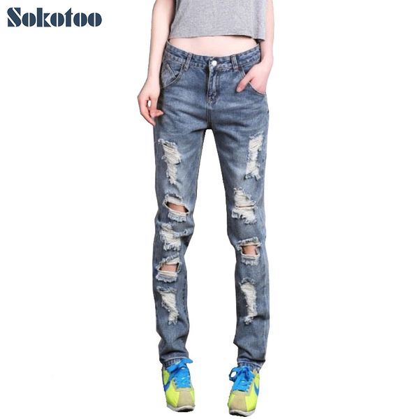 sokotoo women's loose plus large size ripped jeans lady's boyfriend jeans for women female casual hole denim pants ing, Blue
sokotoo women's loose plus large size ripped jeans lady's boyfriend jeans for women female casual hole denim pants ing, Blue