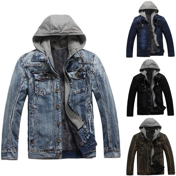 autumn winter denim jacket for men warm thicken fleece hooded coat fashion solid turn-down collar clothes outwear streetwear, Black;brown
autumn winter denim jacket for men warm thicken fleece hooded coat fashion solid turn-down collar clothes outwear streetwear, Black;brown