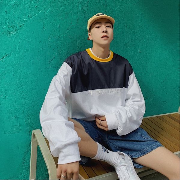 men's sweatshirt 2019 autumn and winter new contrast color splicing round neck turtleneck sweatshirt youth trend men's wear, Black
men's sweatshirt 2019 autumn and winter new contrast color splicing round neck turtleneck sweatshirt youth trend men's wear, Black