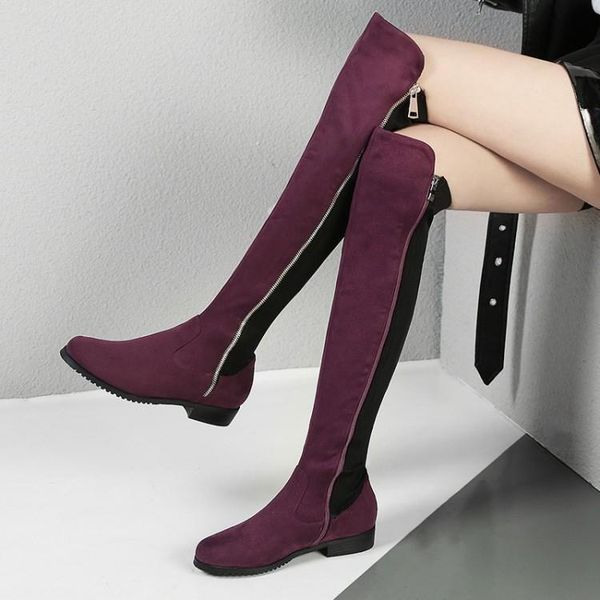 low heel over knee boots elastic slim-leg zipper thin-leg boots winter women, Black
low heel over knee boots elastic slim-leg zipper thin-leg boots winter women, Black