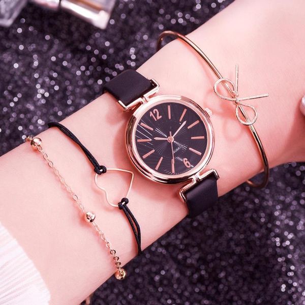 4pcs /set fashion ladies bracelet quartz watches fashion women leather dress sports wrist watch hand clock, Slivery;brown
4pcs /set fashion ladies bracelet quartz watches fashion women leather dress sports wrist watch hand clock, Slivery;brown