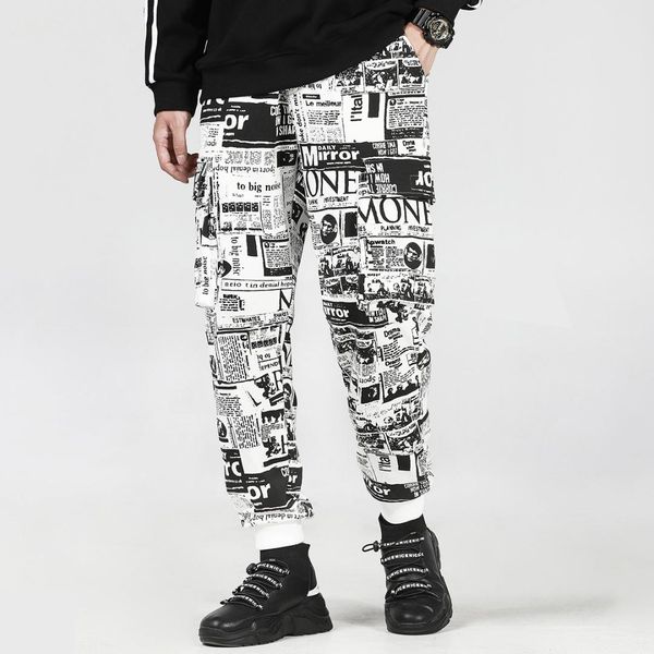 graffiti newspaper print bind feet fashion streetwear casual cotton trousesr loose plus size m-5xl full length men joggers pants, Black
graffiti newspaper print bind feet fashion streetwear casual cotton trousesr loose plus size m-5xl full length men joggers pants, Black