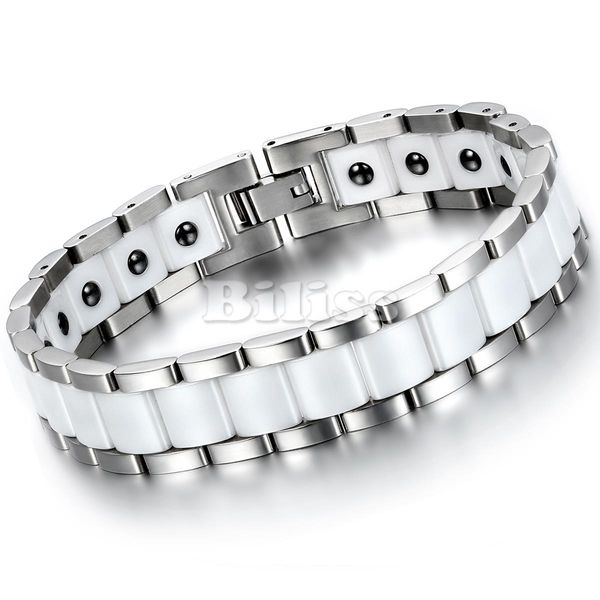 black/white ceramic bracelet magnetic stone therapy health stainless steel bracelets men's jewelry 20.5*13 mm pulseras hombre, Golden;silver
black/white ceramic bracelet magnetic stone therapy health stainless steel bracelets men's jewelry 20.5*13 mm pulseras hombre, Golden;silver