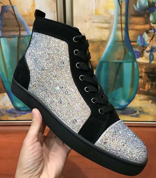 new men women crystals toe with colorblock leather red bottom sneakers, design flats causal sports shoes size:35-47, Black
new men women crystals toe with colorblock leather red bottom sneakers, design flats causal sports shoes size:35-47, Black