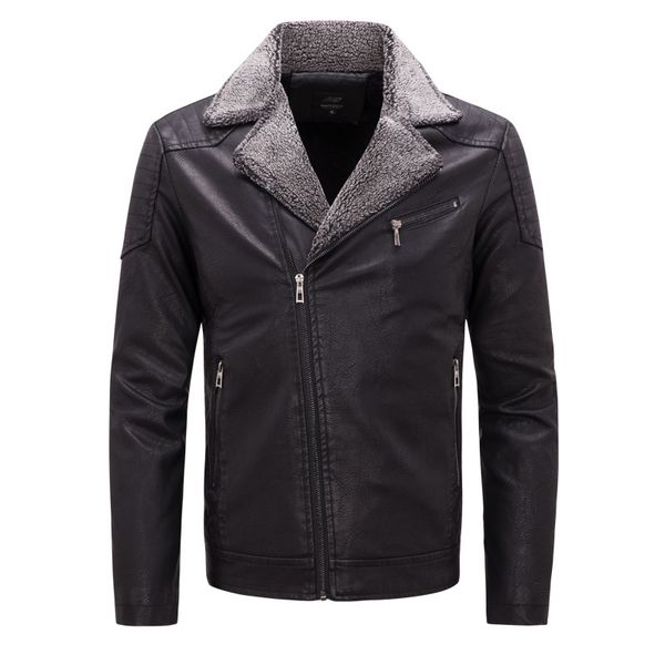 men's pu leather coat fur one lapel foreign trade plus velvet thick warm jacket middle-aged casual leather jacket men, Black
men's pu leather coat fur one lapel foreign trade plus velvet thick warm jacket middle-aged casual leather jacket men, Black