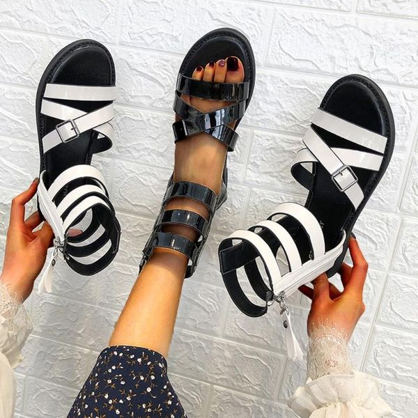 women flat sandals vintage buckle zipper shoes for ladies solid open toe rome shoes woman breathable beach sandals chaussures, Black
women flat sandals vintage buckle zipper shoes for ladies solid open toe rome shoes woman breathable beach sandals chaussures, Black