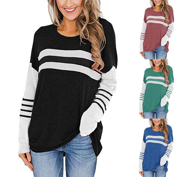 women striped shirt blusas elegantes de mujer 2019 color block tunic causal loose long sleeve p round neck plus size 2xl, White
women striped shirt blusas elegantes de mujer 2019 color block tunic causal loose long sleeve p round neck plus size 2xl, White