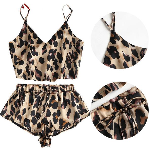 new 2pcs women satin leopard print pajama set lingerie v-neck nightwear sleepwear strap shorts casual sleepwear, Blue;gray
new 2pcs women satin leopard print pajama set lingerie v-neck nightwear sleepwear strap shorts casual sleepwear, Blue;gray