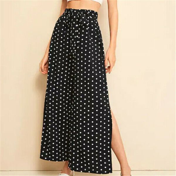 women boho polka dot long pants beach holiday casual baggy wide leg trousers summer palazzo wide leg pants slit trousers, Black;white
women boho polka dot long pants beach holiday casual baggy wide leg trousers summer palazzo wide leg pants slit trousers, Black;white