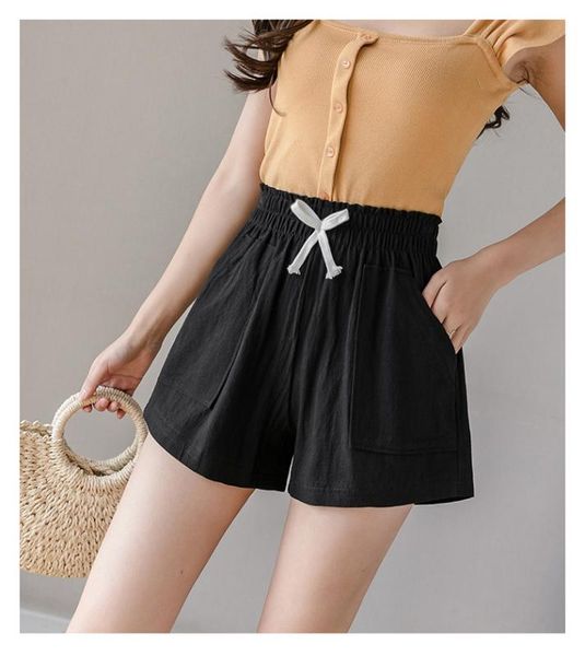 women's shorts summer casual cotton linen plus size mid waist short fashion woman streetwear pants, White;black
women's shorts summer casual cotton linen plus size mid waist short fashion woman streetwear pants, White;black