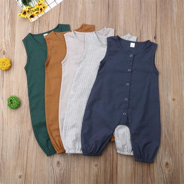 new kids newborn baby boy girl cotton solid color striped sleeveless romper jumpsuit linen clothes outfit 2020, Blue
new kids newborn baby boy girl cotton solid color striped sleeveless romper jumpsuit linen clothes outfit 2020, Blue